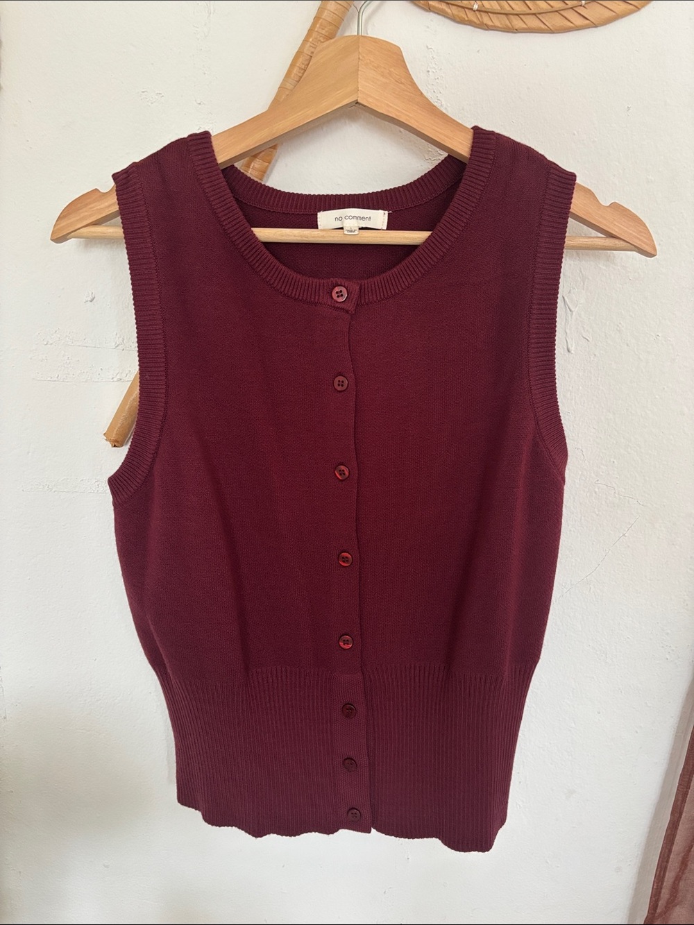 Noisy May Sleeveless Button-Front Tank in Deep Burgundy
